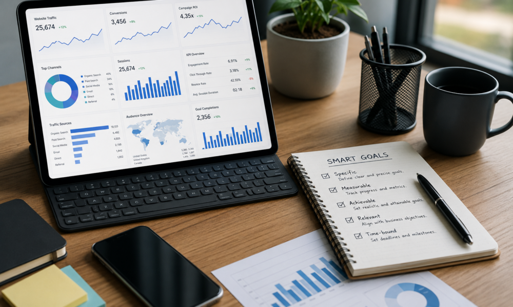 Obiective smart pentru afaceri, strategie de marketing digital, SEO, campanii online și rezultate măsurabile.